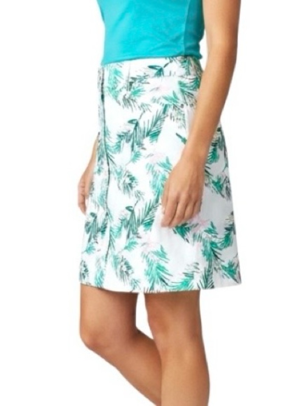 Nivo Activewear Skirt Skort White Green Tropical Front/Zip Pockets Golf Tennis 4